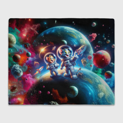 Плед 3D Космонавты Том и Джерри в неоновом космосе