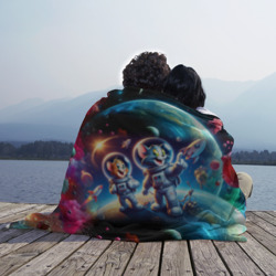 Плед 3D Космонавты Том и Джерри в неоновом космосе - фото 2