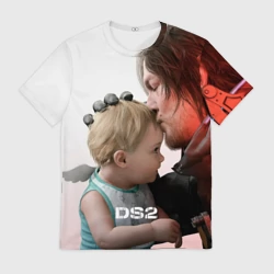 Мужская футболка 3D Сэм и ребенок Death stranding 2 on the beach