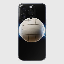 Чехол для iPhone 15 Pro Max силиконовый с защитой камеры Волейбольный мяч и молния