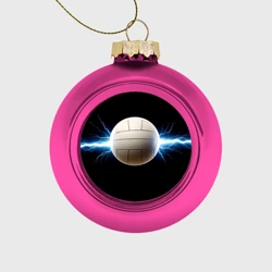 Ёлочный шар стеклянный/пластиковый Волейбольный мяч и молния