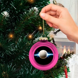 Ёлочный шар стеклянный/пластиковый Волейбольный мяч и молния - фото 2