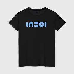 Женская футболка хлопок Inzoi синий логотип