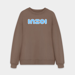 Мужской свитшот oversize без начеса хлопок Inzoi голубой логотип