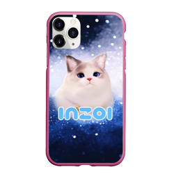 Чехол для iPhone 11 Pro Max матовый Inzoi логотип с белой кошечкой