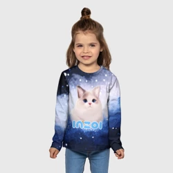 Детский лонгслив 3D Inzoi логотип с белой кошечкой  - фото 2