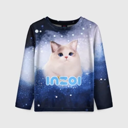 Детский лонгслив 3D Inzoi логотип с белой кошечкой 
