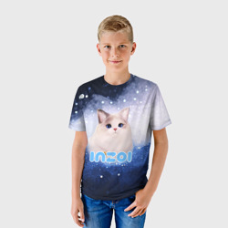 Детская футболка 3D Inzoi логотип с белой кошечкой  - фото 2