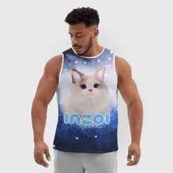 Мужская спортивная майка 3D Inzoi логотип с белой кошечкой  - фото 2