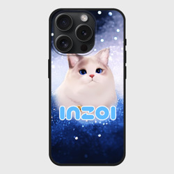 Чехол силиконовый для Apple iPhone 15 Pro матовый Inzoi логотип с белой кошечкой 