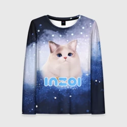 Женский лонгслив 3D Inzoi логотип с белой кошечкой 