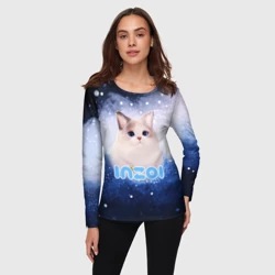 Женский лонгслив 3D Inzoi логотип с белой кошечкой  - фото 2