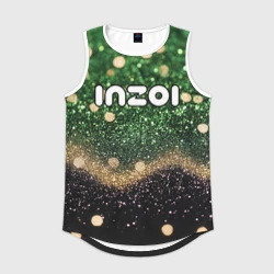 Мужская спортивная майка 3D Inzoi лого на черно-зеленом фоне