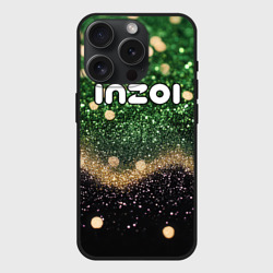 Чехол силиконовый для Apple iPhone 15 Pro матовый Inzoi лого на черно-зеленом фоне