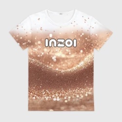 Женская футболка 3D Inzoi логотип на песочном фоне