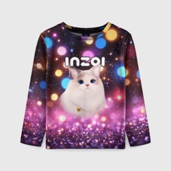 Детский лонгслив 3D Inzoi кошечка и логотип