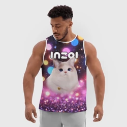 Мужская спортивная майка 3D Inzoi кошечка и логотип - фото 2