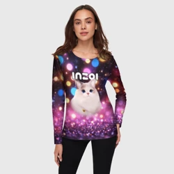 Женский лонгслив 3D Inzoi кошечка и логотип - фото 2