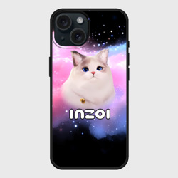 Чехол силиконовый для Apple iPhone 15 матовый Inzoi логотип и кошечка на облаке 