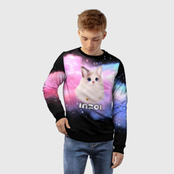 Детский свитшот 3D Inzoi логотип и кошечка на облаке  - фото 2