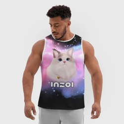 Мужская спортивная майка 3D Inzoi логотип и кошечка на облаке  - фото 2