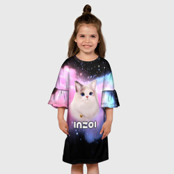 Детское платье 3D Inzoi логотип и кошечка на облаке  - фото 2