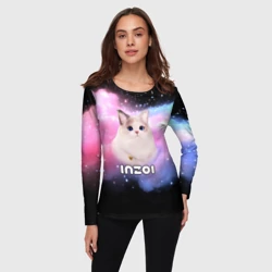 Женский лонгслив 3D Inzoi логотип и кошечка на облаке  - фото 2