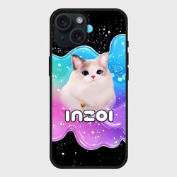 Чехол силиконовый для Apple iPhone 15 матовый Inzoi кошечка волнистая радуга