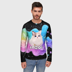 Мужской лонгслив 3D Inzoi кошечка волнистая радуга - фото 2