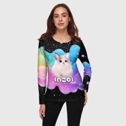 Женский лонгслив 3D Inzoi кошечка волнистая радуга - фото 2