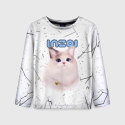 Детский лонгслив 3D Inzoi кошечка на белом фоне