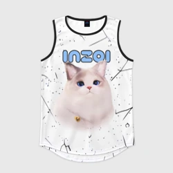 Мужская спортивная майка 3D Inzoi кошечка на белом фоне