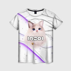 Женская футболка 3D Inzoi лого с кошкой 