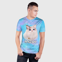 Мужская футболка 3D Slim Inzoi кошечка и логотип игры - фото 2