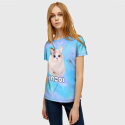 Женская футболка 3D Inzoi кошечка и логотип игры - фото 2