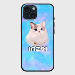 Чехол силиконовый для Apple iPhone 15 матовый Inzoi кошечка и логотип игры
