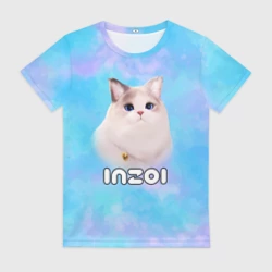 Женская футболка 3D Inzoi кошечка и логотип игры