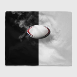 Плед 3D Мяч для регби в черно-белом