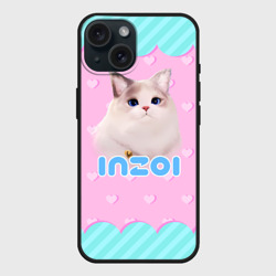 Чехол силиконовый для Apple iPhone 15 матовый Inzoi с кошечкой
