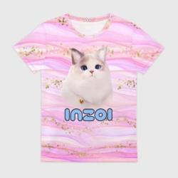 Женская футболка 3D Inzoi розовый фон с золотинками