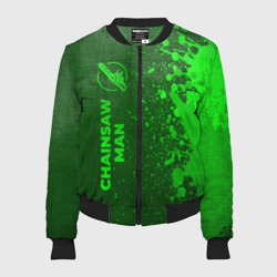 Женский бомбер 3D Chainsaw Man - green gradient по-вертикали