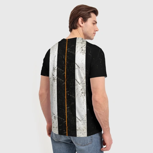 Мужская футболка 3D с принтом Мяч баскетбольный, вид сзади #2