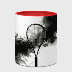 Кружка с полной запечаткой Теннисная ракетка в черном дыму - фото 2