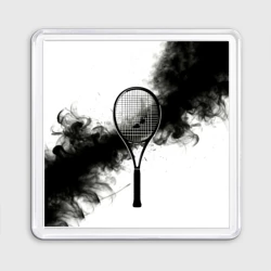 Магнит 55*55 Теннисная ракетка в черном дыму