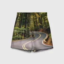 Детские спортивные шорты 3D Лесная дорога