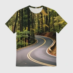 Мужская футболка 3D Лесная дорога
