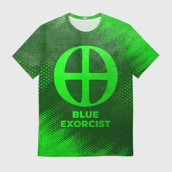 Мужская футболка 3D Blue Exorcist - green gradient