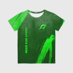 Детская футболка 3D Need for Speed - green gradient вертикально