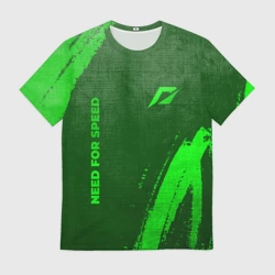 Мужская футболка 3D Need for Speed - green gradient вертикально