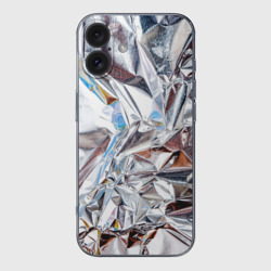 Чехол для iPhone 16 силиконовый с защитой камеры Зеркальная металическая фольга текстура 